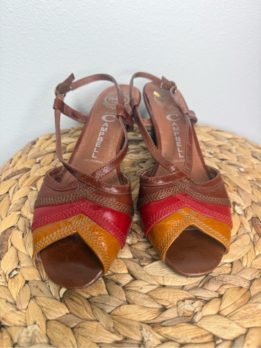 Jeffrey Campbell Peep Toe Leather Slingback heels Brown Leather Slingback - Picture 7 of 9